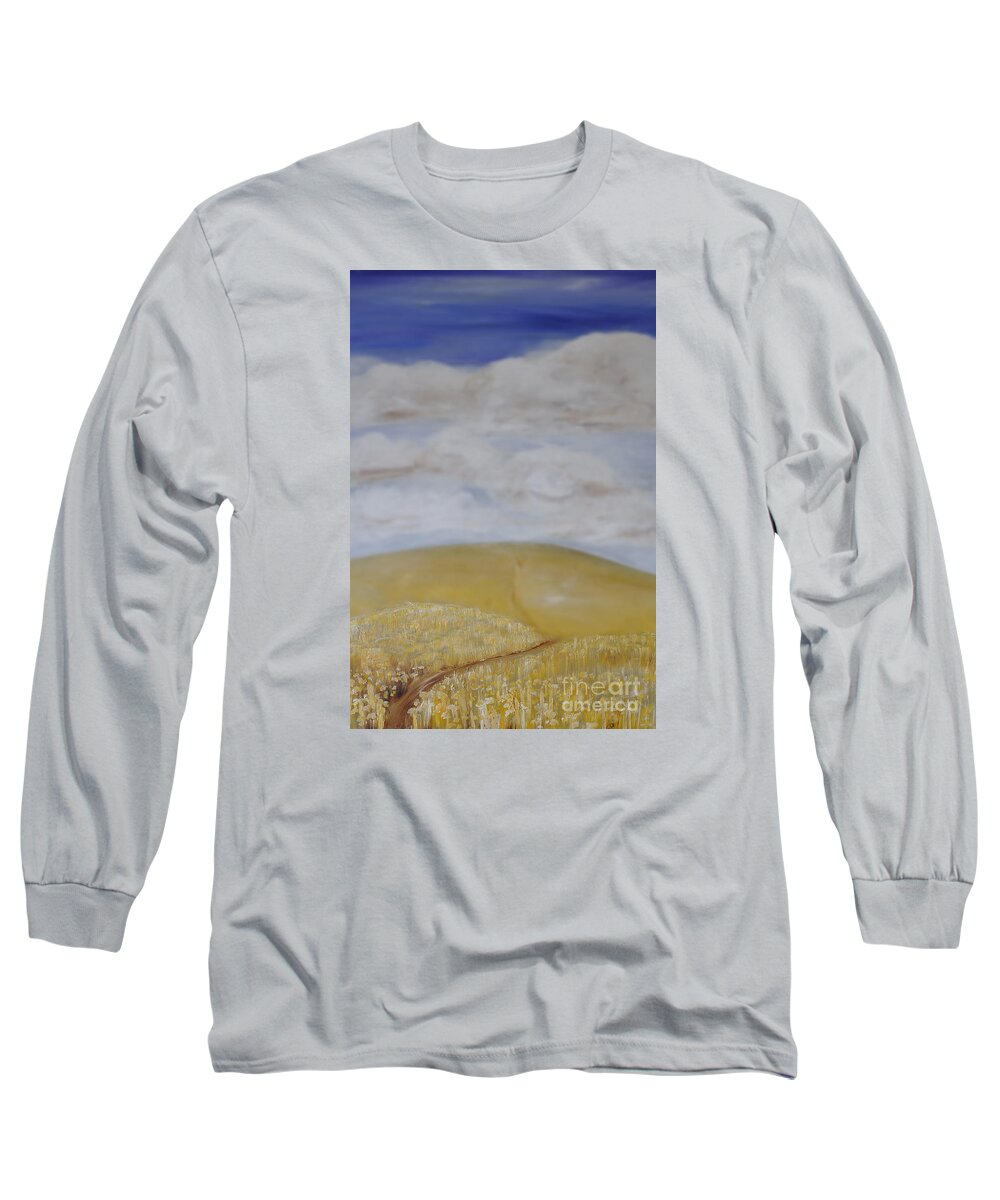 Sky Long Sleeve T-Shirt featuring the painting What is Beyond? by Shelley Myers