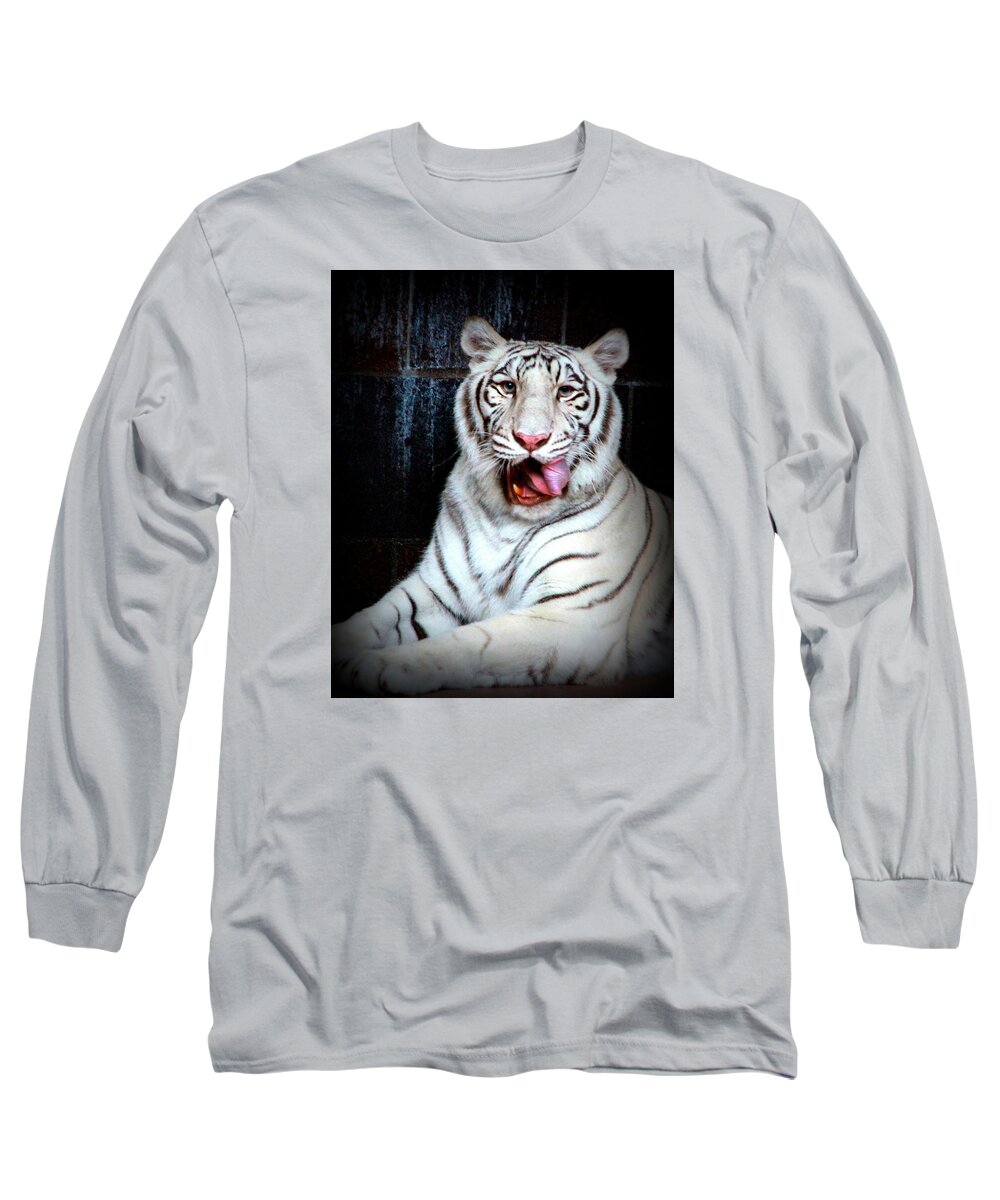 Tiger Long Sleeve T-Shirt featuring the photograph White Tiger by Mike Dunn