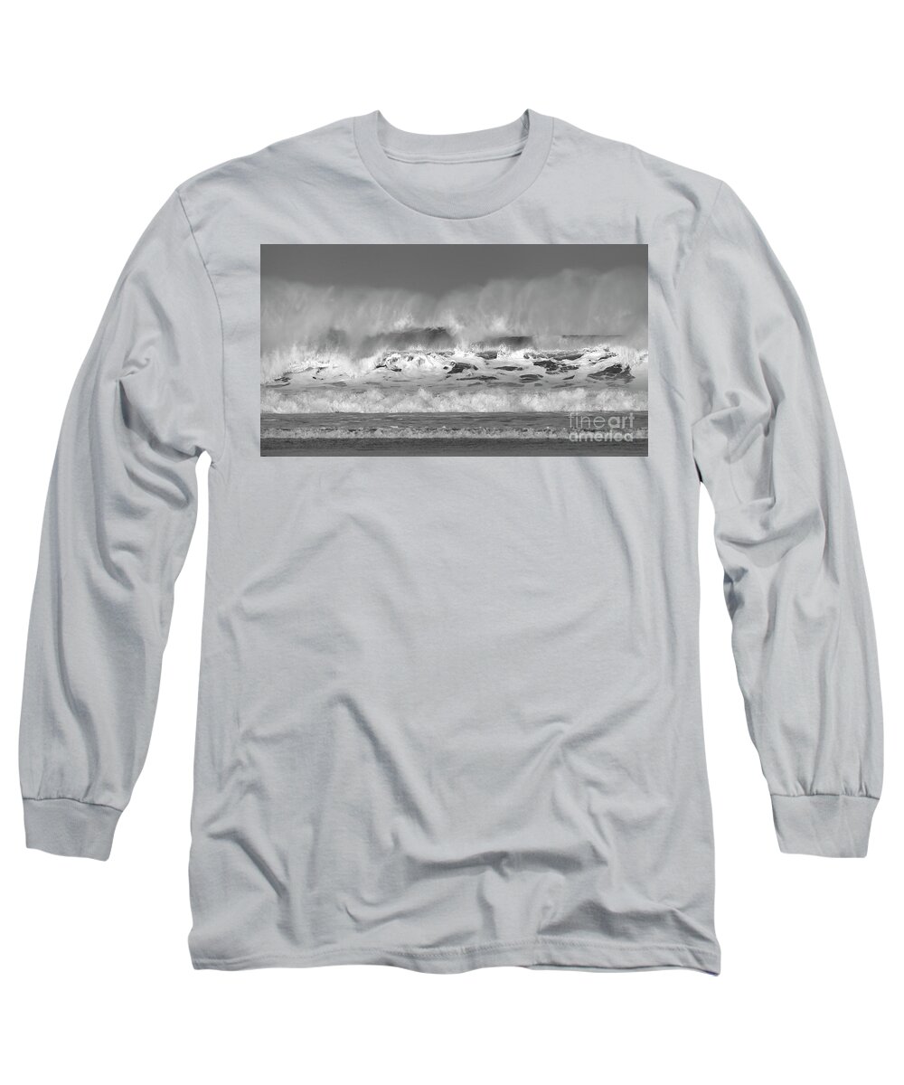 Windy Long Sleeve T-Shirt featuring the photograph Wind blown waves by Nicholas Burningham