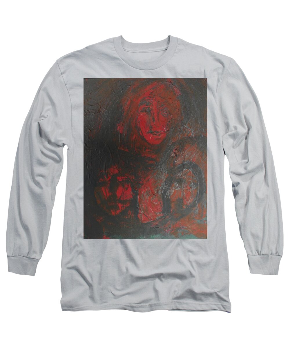 Expressive Long Sleeve T-Shirt featuring the painting Winter Fire by Judith Redman