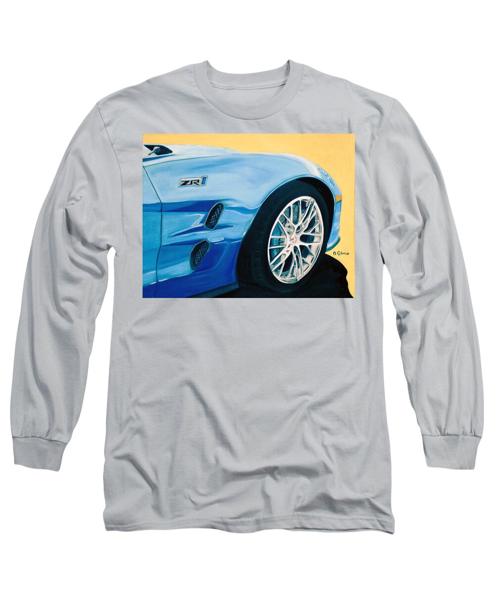 Cars Long Sleeve T-Shirt featuring the painting ZR1 Go Faster by Dean Glorso