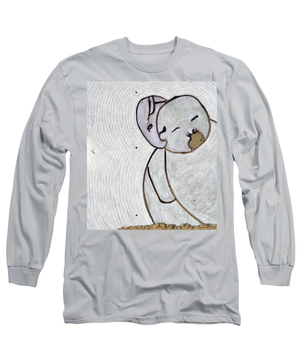 Cleft Lip Long Sleeve T-Shirt featuring the painting Cleft Lip #1 by Edgeworth Johnstone