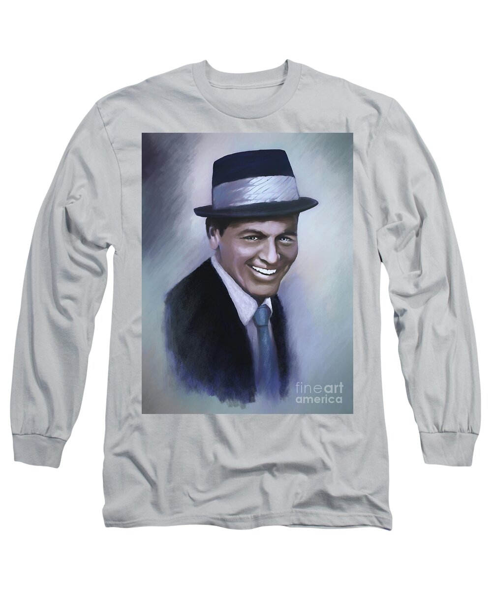 American Long Sleeve T-Shirt featuring the digital art Frank Sinatra #2 by Andrzej Szczerski
