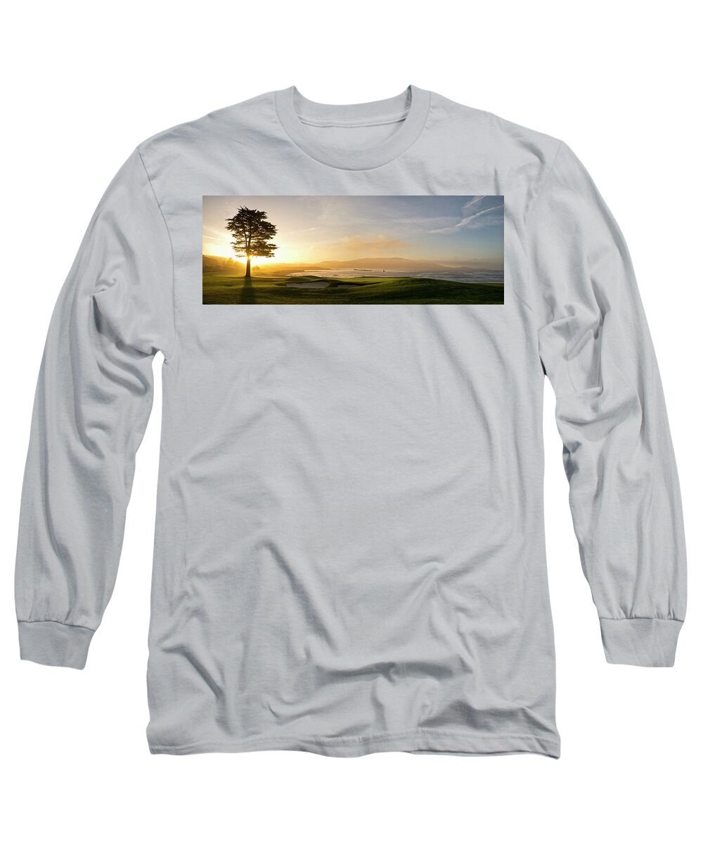 Photography Long Sleeve T-Shirt featuring the photograph 18th Hole With Iconic Cypress Tree #2 by Panoramic Images