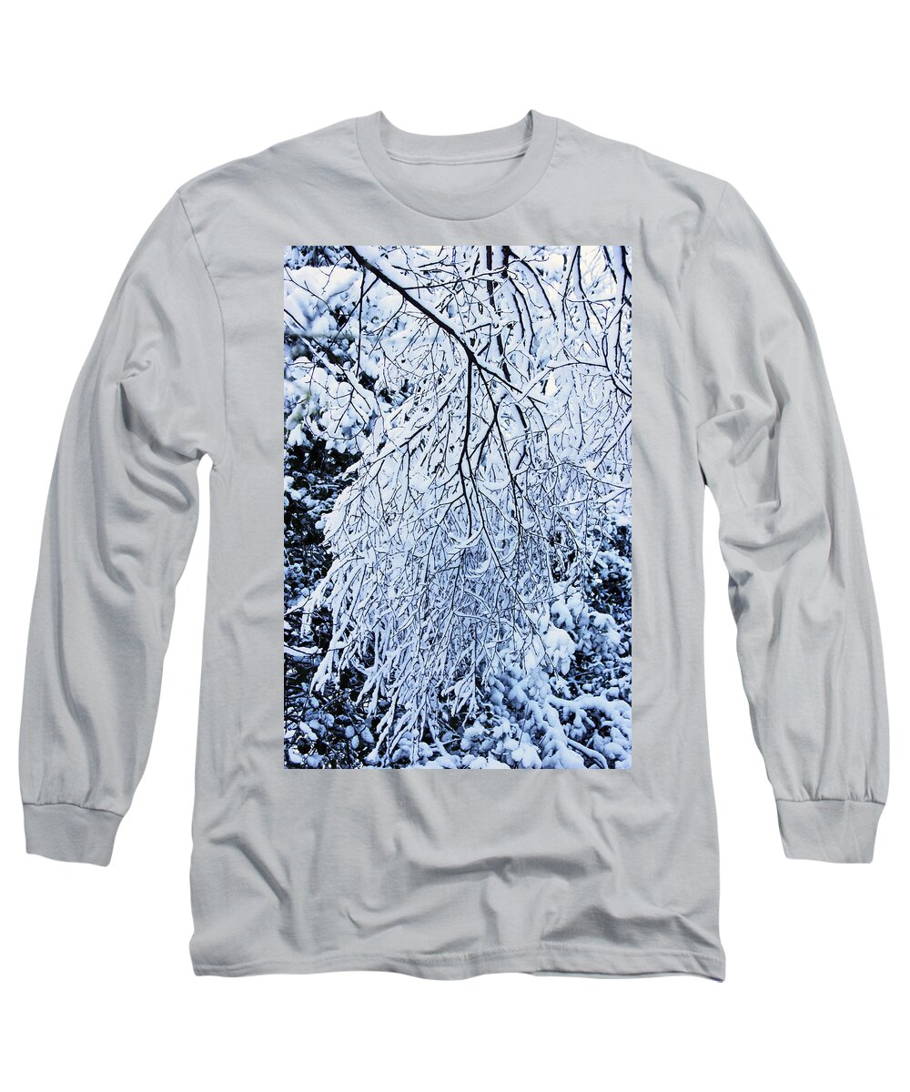 Rivington Long Sleeve T-Shirt featuring the photograph 30/01/19 RIVINGTON. Snow Covered Branches. by Lachlan Main