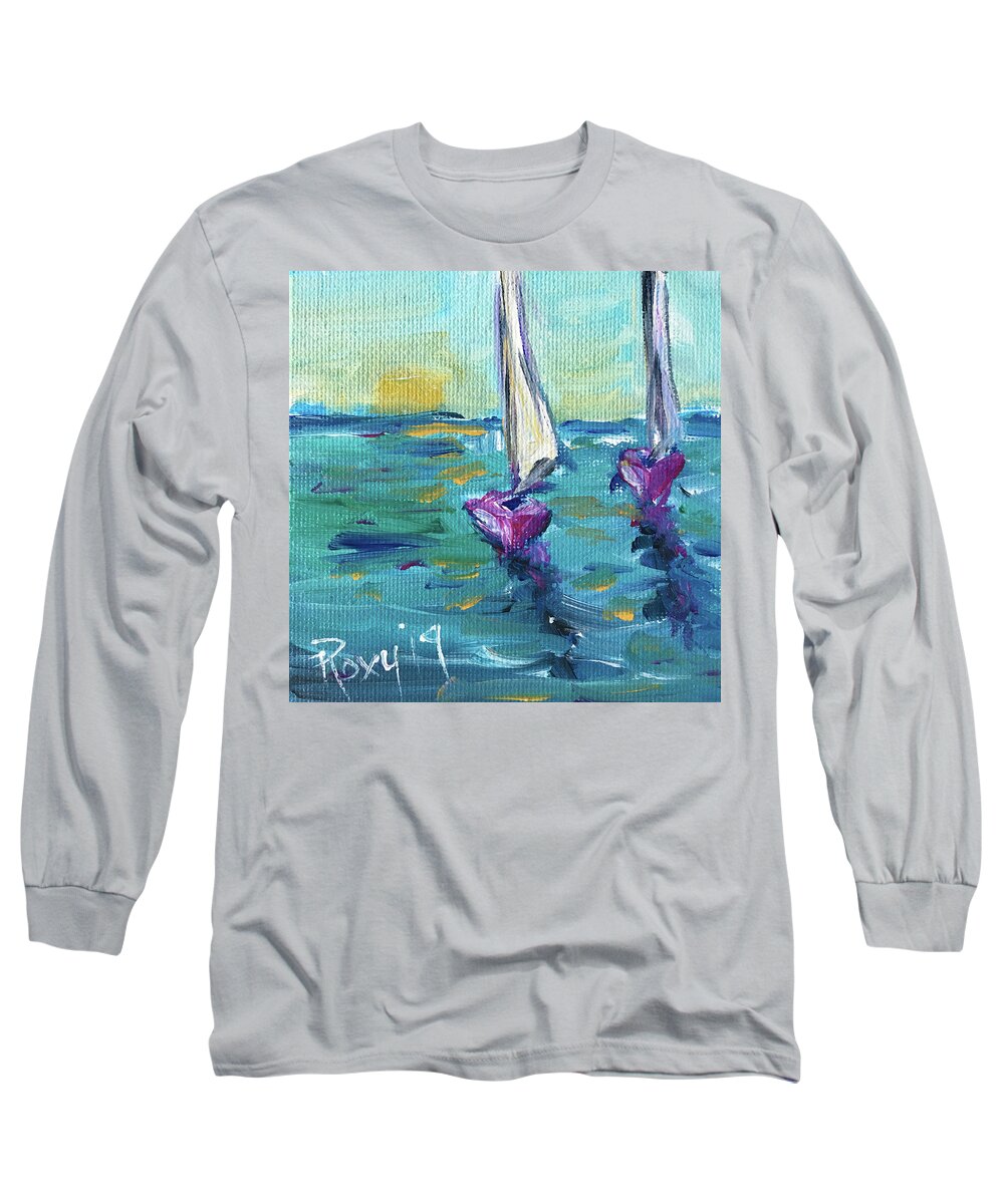 Sailboats Long Sleeve T-Shirt featuring the painting Afternoon Sail by Roxy Rich