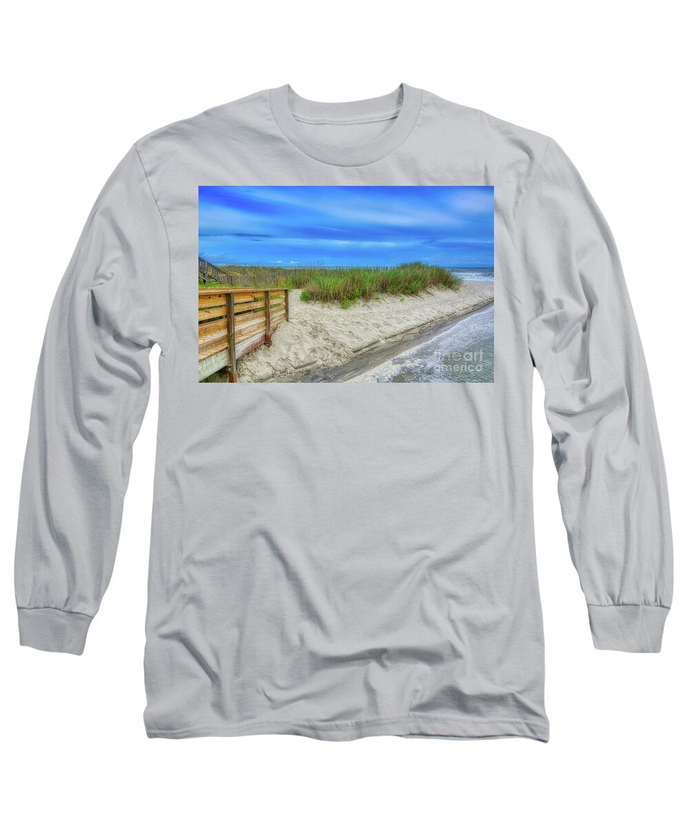 Scenic Long Sleeve T-Shirt featuring the photograph Along Surfside Beach by Kathy Baccari