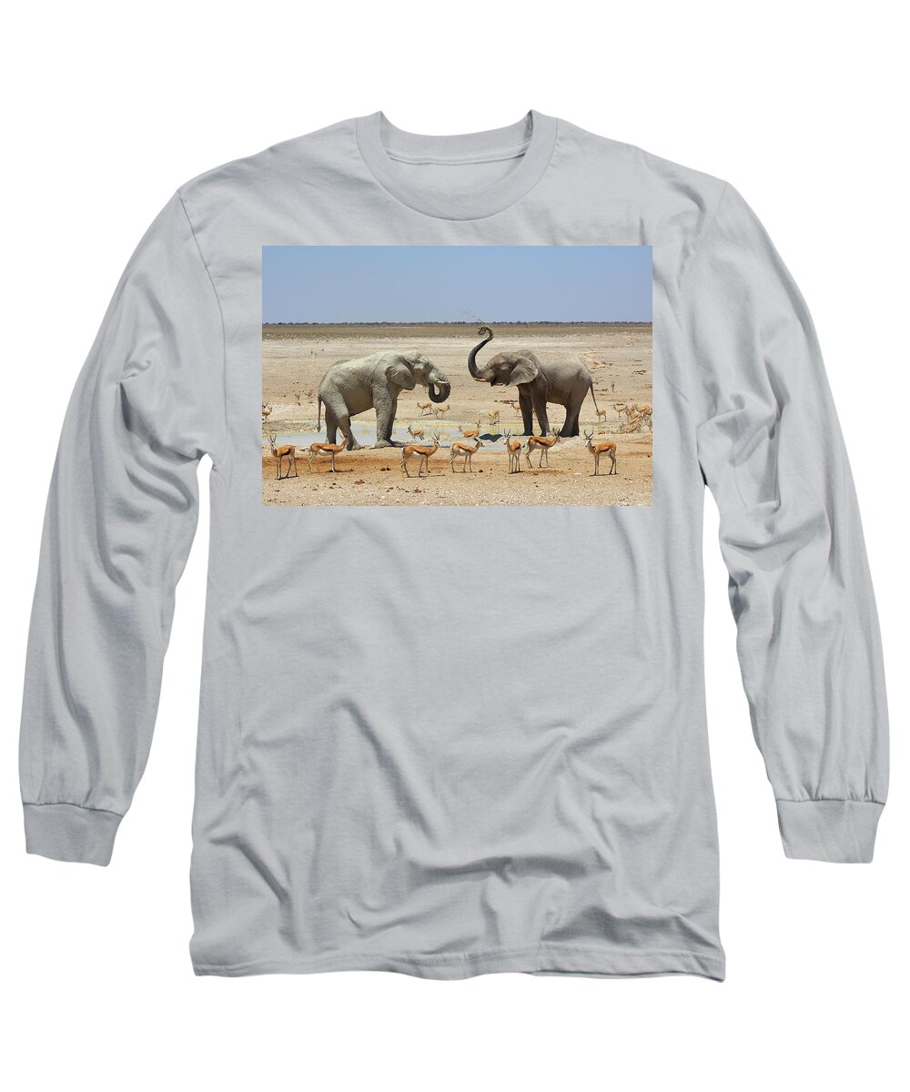 Africa Long Sleeve T-Shirt featuring the photograph At the water ... by Eric Pengelly