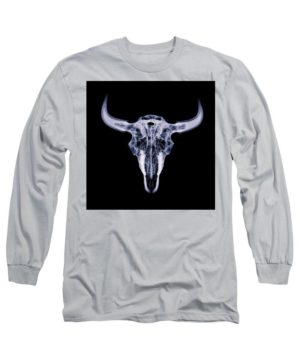 Kansas Long Sleeve T-Shirt featuring the photograph Bison skull x-ray 01 by Rob Graham