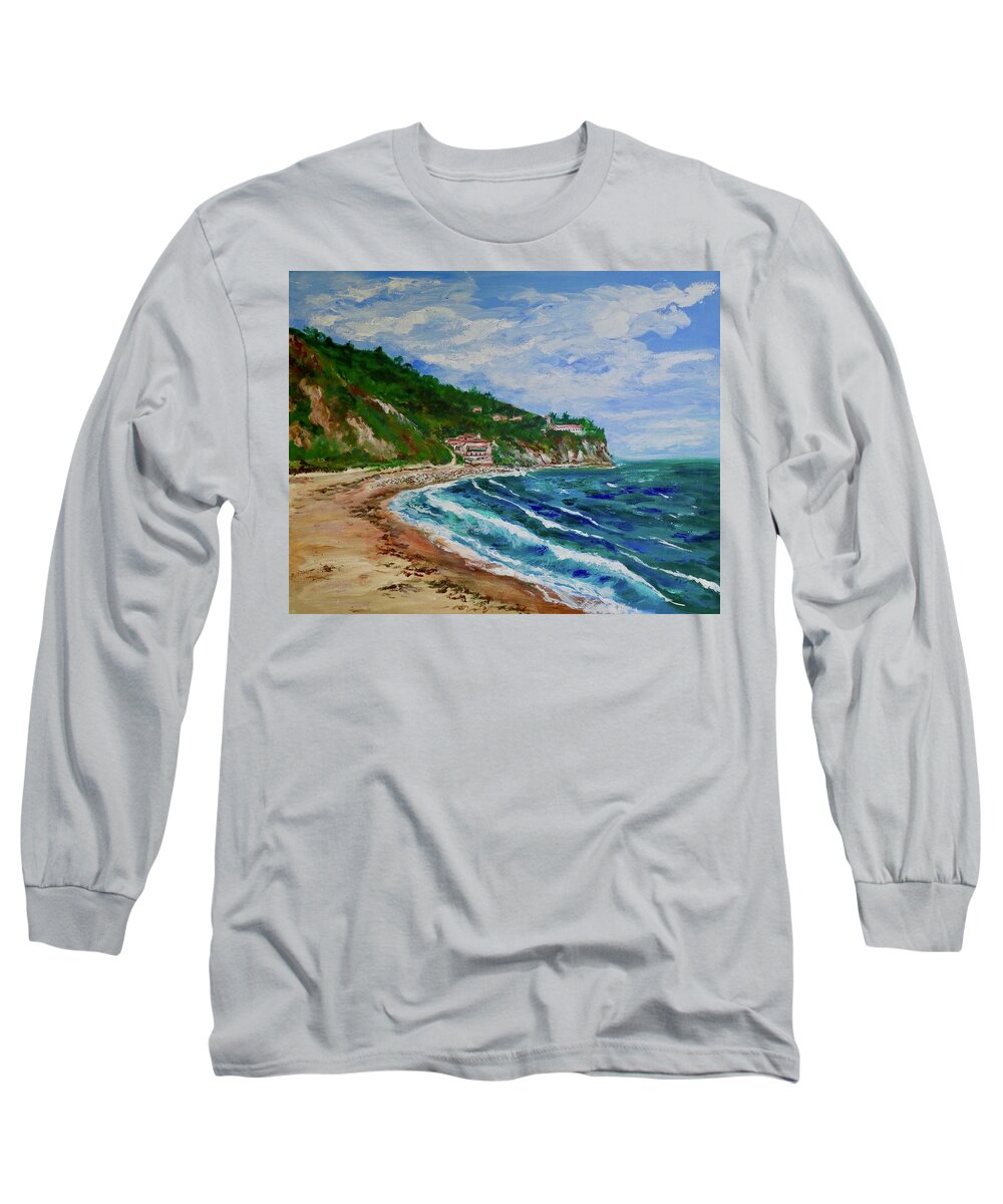 Burnout Beach Long Sleeve T-Shirt featuring the painting Burnout Beach, Redondo Beach California by Tom Roderick