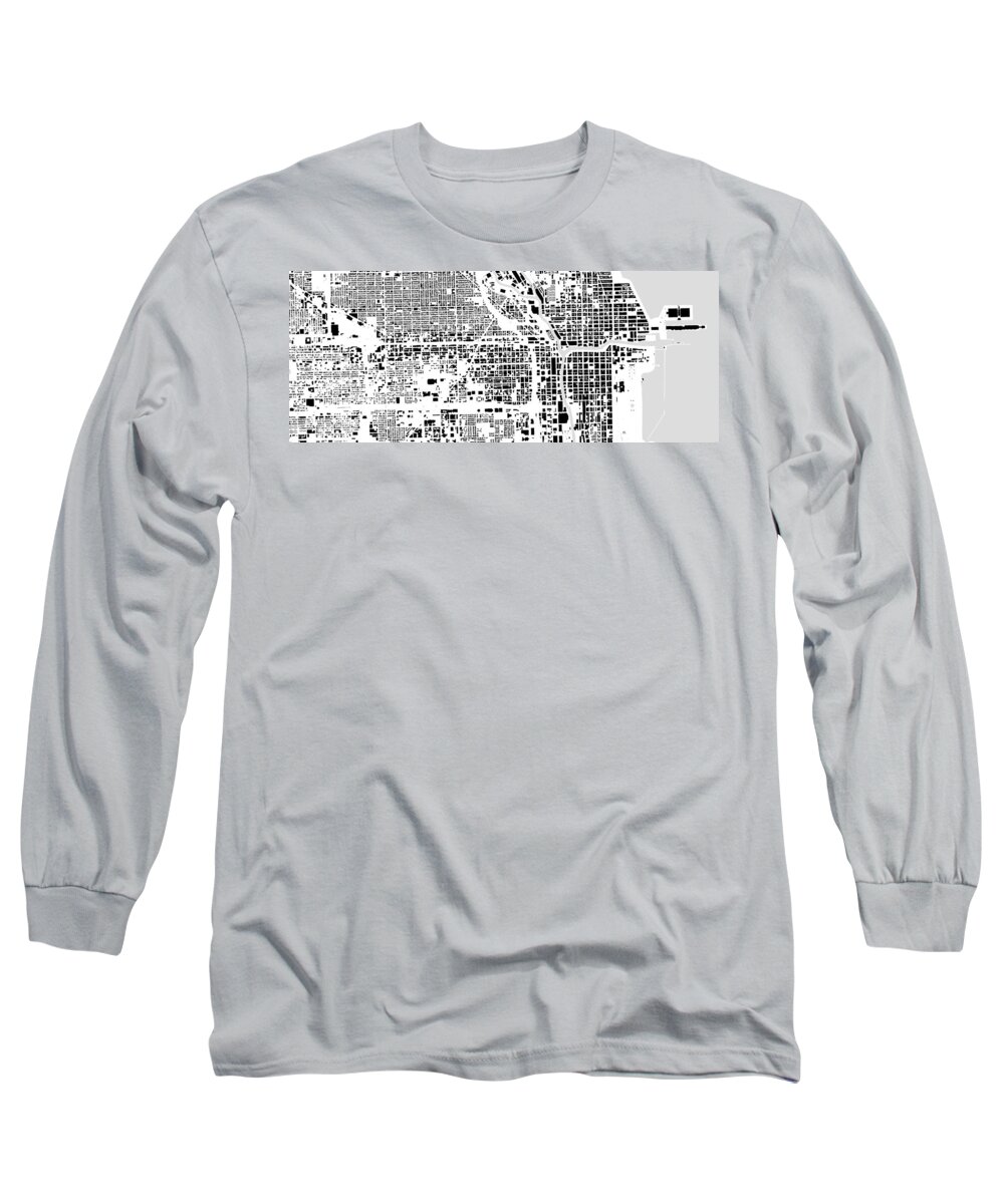 City Long Sleeve T-Shirt featuring the digital art Chicago building map by Christian Pauschert
