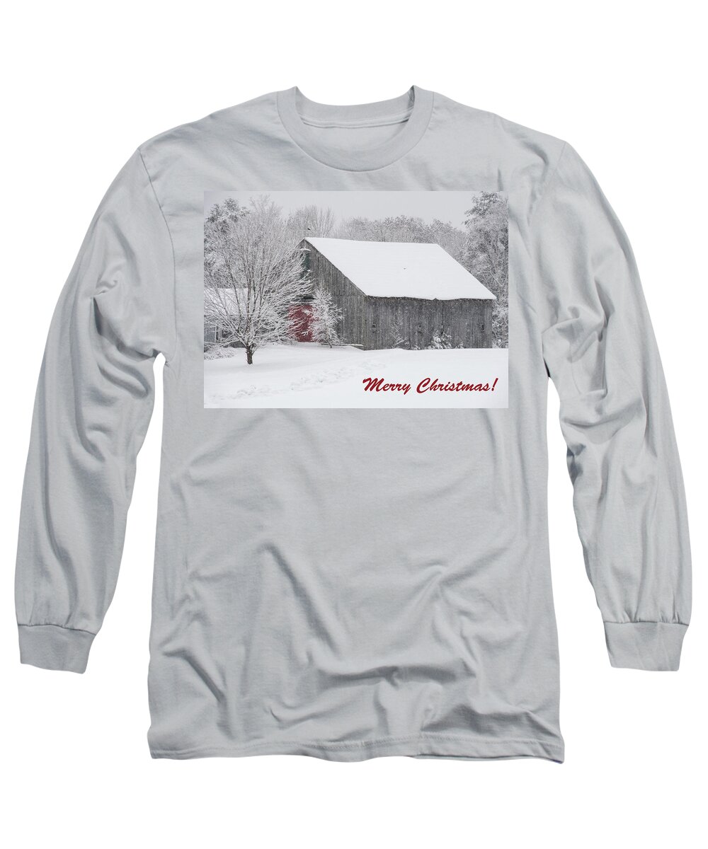 Barn Long Sleeve T-Shirt featuring the photograph Christmas Barn by Donna Doherty