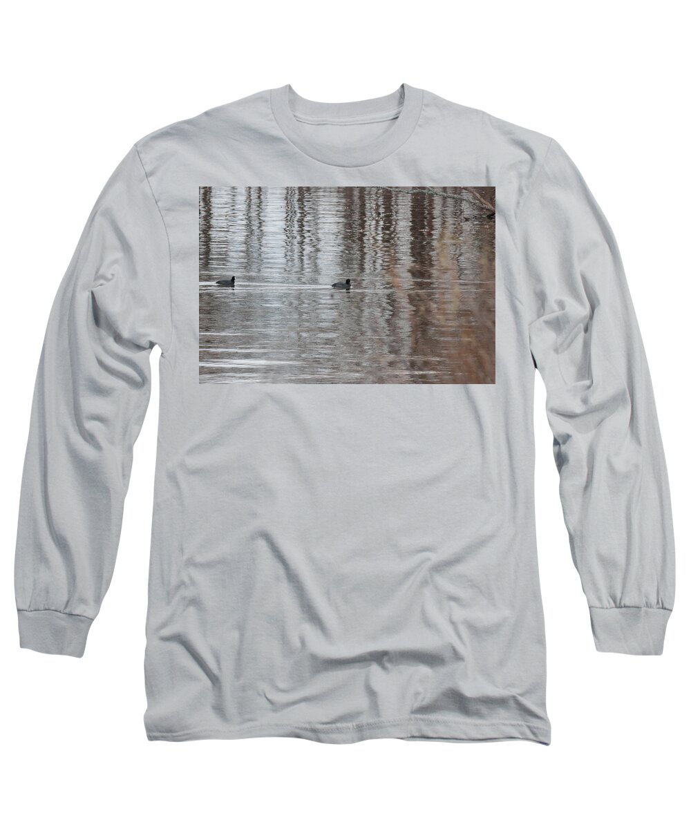Coot Long Sleeve T-Shirt featuring the photograph Coot 3942 by John Moyer