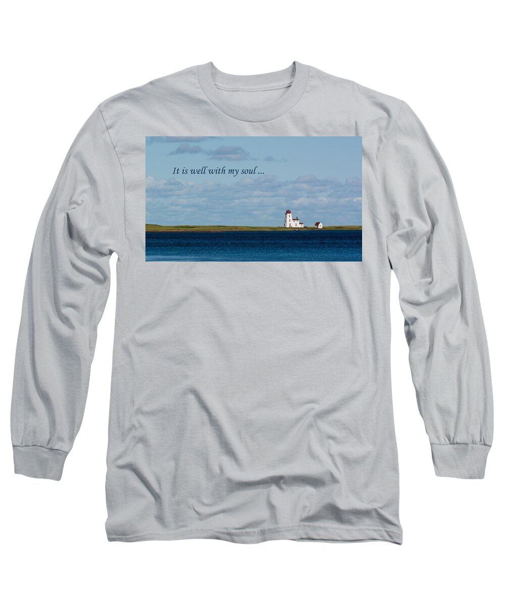 Alberton Long Sleeve T-Shirt featuring the photograph Distant Lighthouse in Evening Light by Douglas Wielfaert