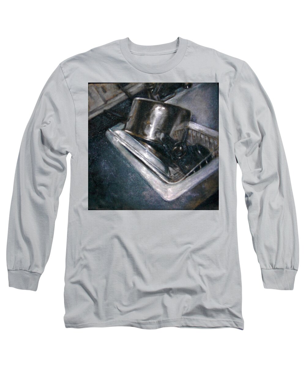 Sink Long Sleeve T-Shirt featuring the painting Domestication #1 by Janet Zoya