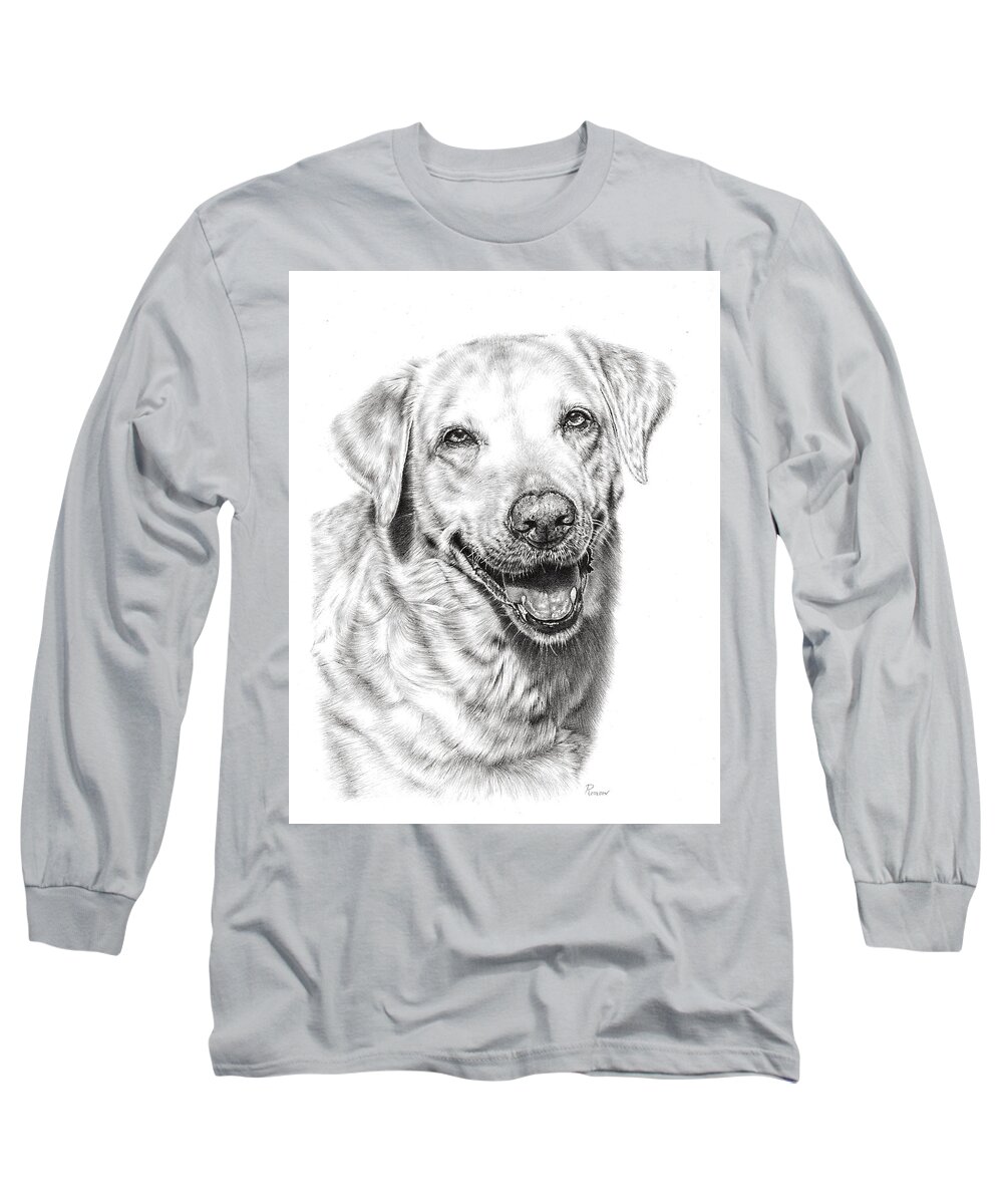 Dog Long Sleeve T-Shirt featuring the drawing Golden Retriever by Casey 'Remrov' Vormer