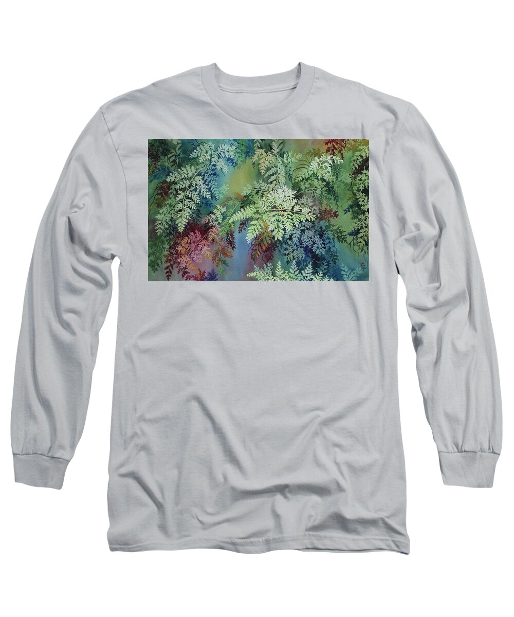 Rainforest Long Sleeve T-Shirt featuring the painting Veils of Palapalai by Kelly Miyuki Kimura
