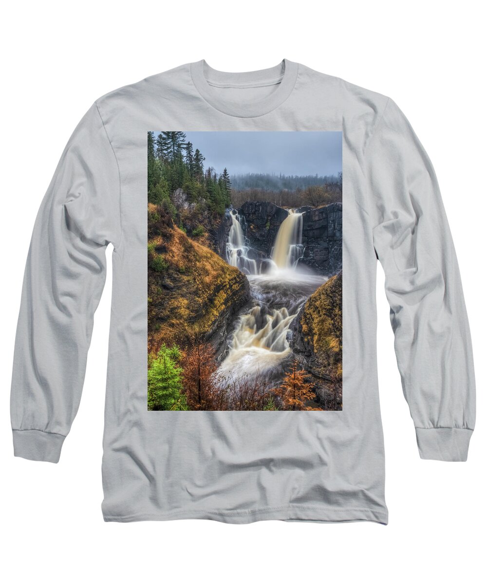 Waterfall Long Sleeve T-Shirt featuring the photograph High Falls by Brad Bellisle