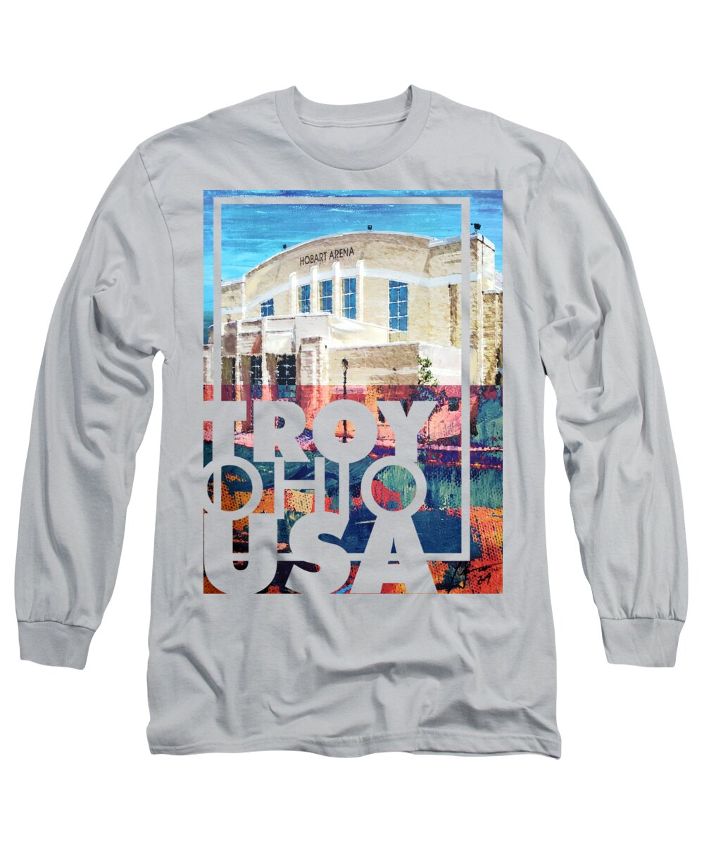 Troy Long Sleeve T-Shirt featuring the mixed media Hobart Arena by William Smith