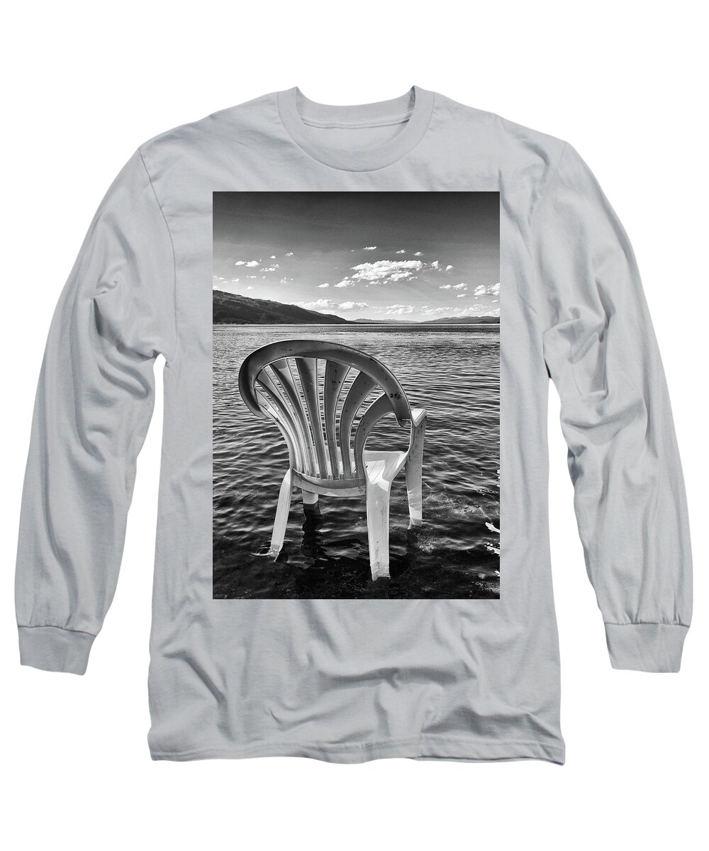 Chair Long Sleeve T-Shirt featuring the photograph Lakeside Waiting Room by Tom Gresham