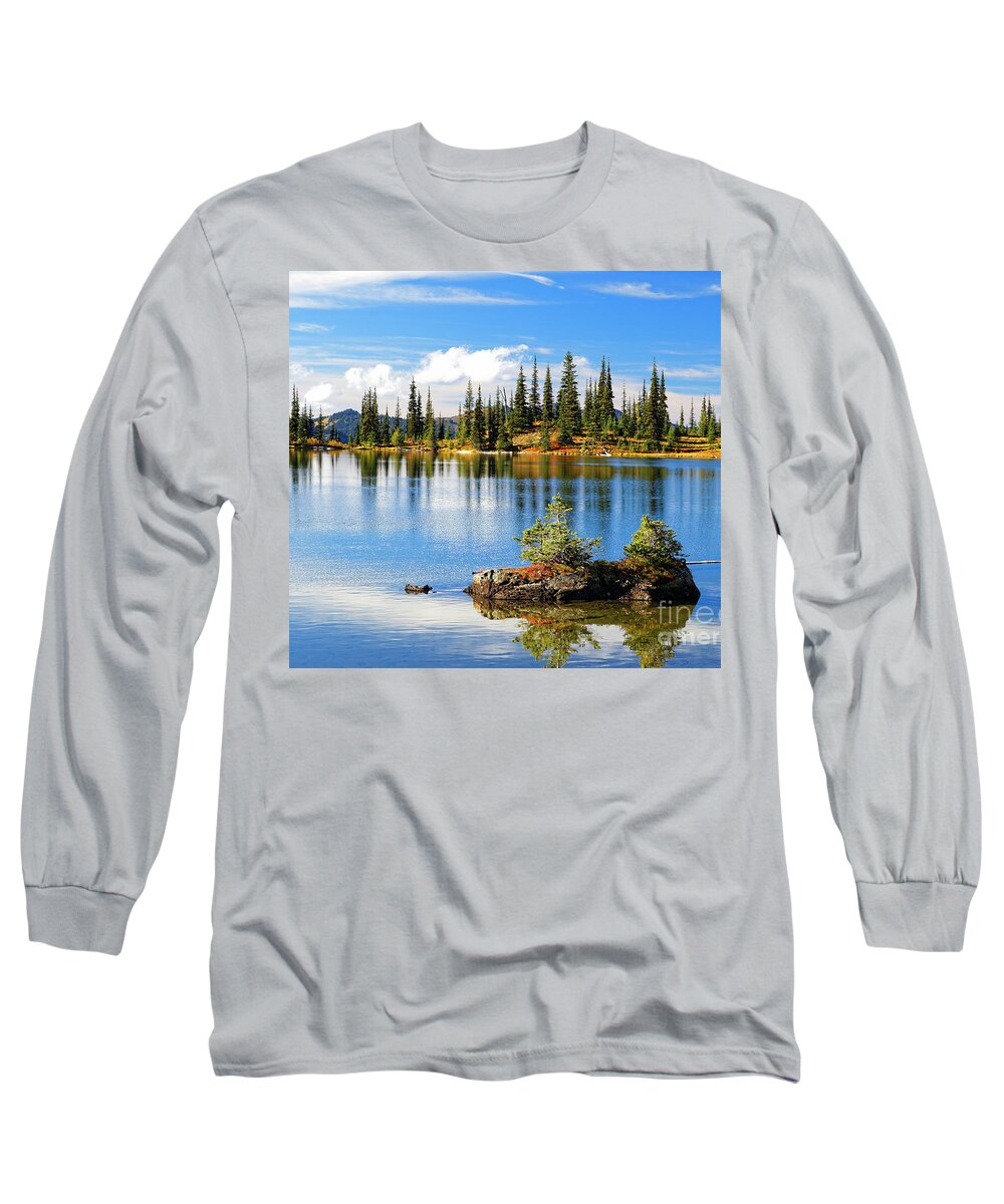 Landscape Long Sleeve T-Shirt featuring the photograph Crystal Lake near Packwood Washington by Robert C Paulson Jr