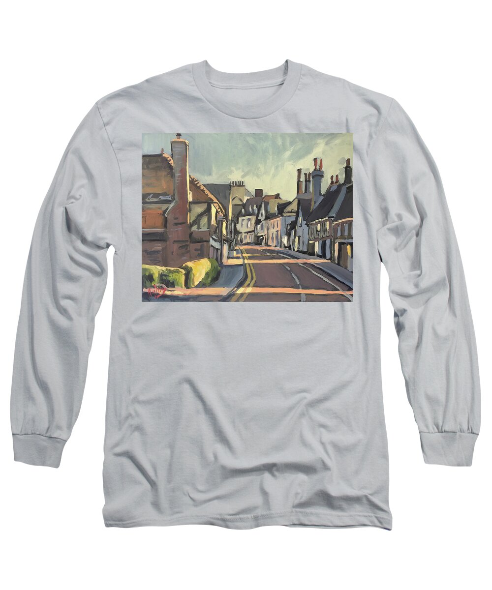 Robertsbridge Long Sleeve T-Shirt featuring the painting Last sunbeams in Robertsbridge by Nop Briex