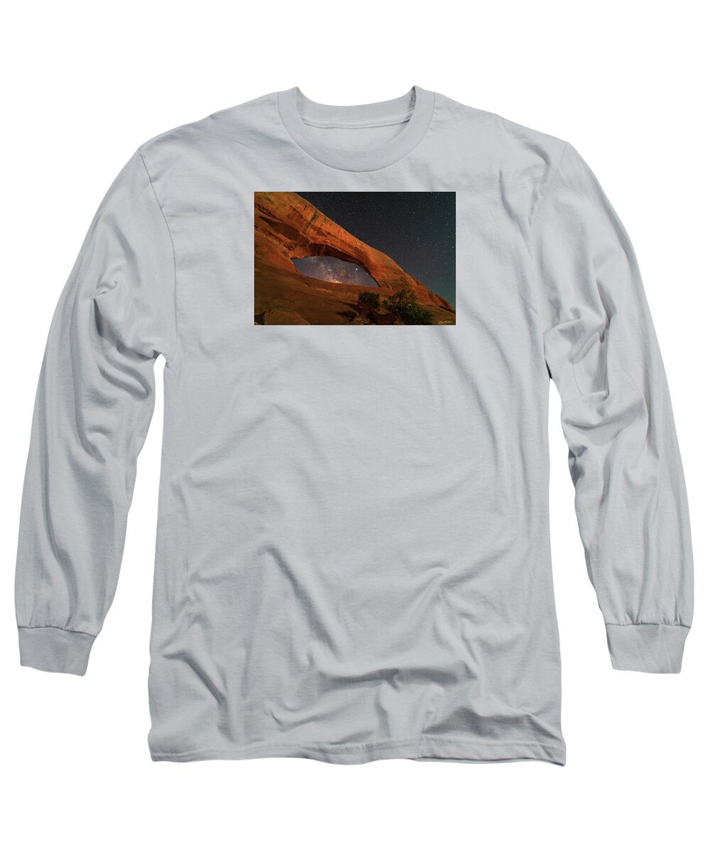 Wilson Arch Long Sleeve T-Shirt featuring the photograph Milky Way framed by Wilson Arch by Dan Norris