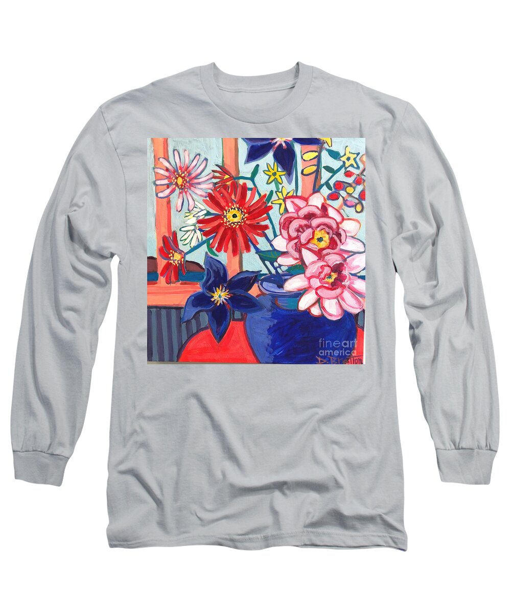 Flowers Long Sleeve T-Shirt featuring the painting Monhegan Island Bouquet by Debra Bretton Robinson