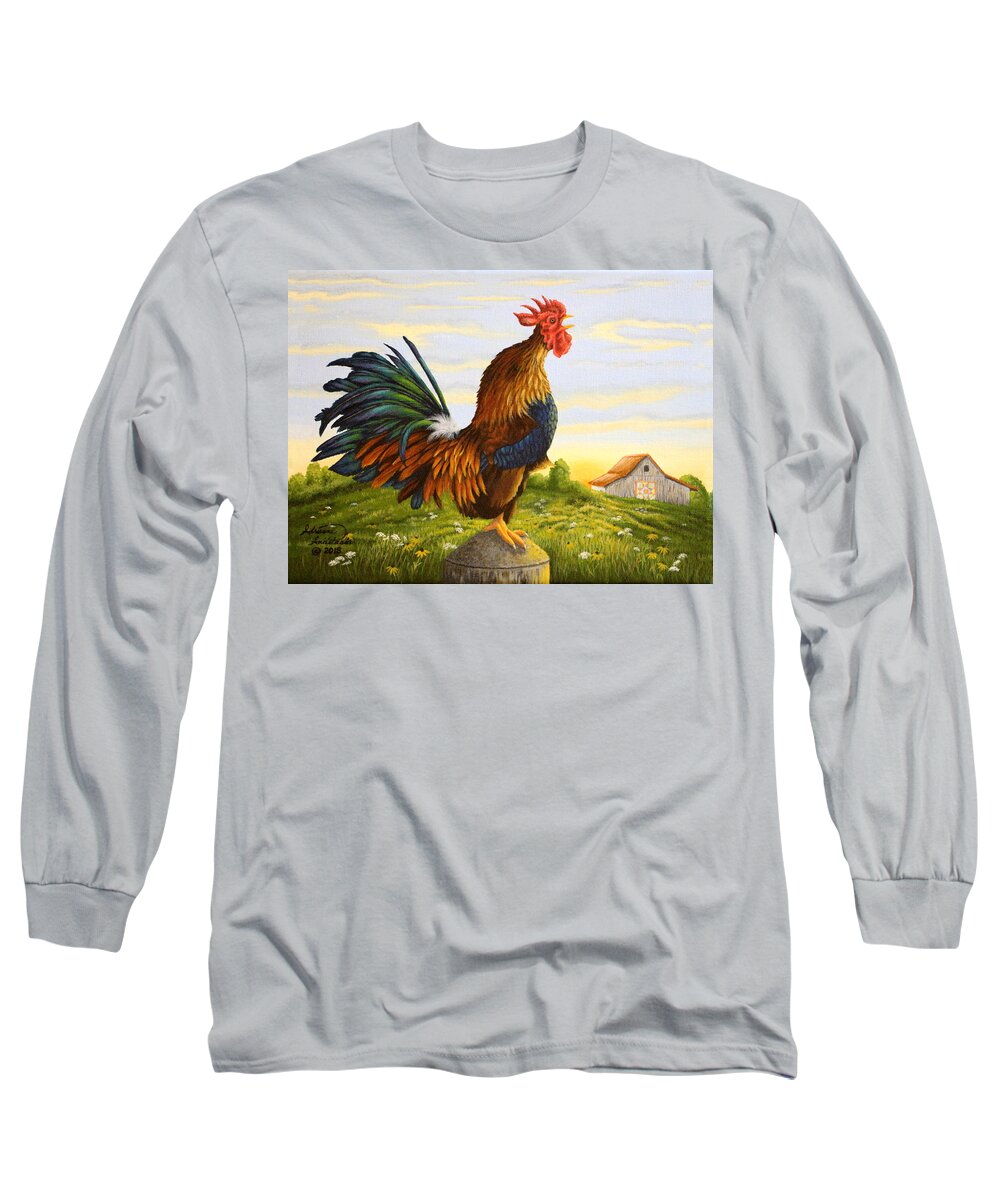 Gatlinburg Long Sleeve T-Shirt featuring the painting Morning Bugler by Adrienne Dye