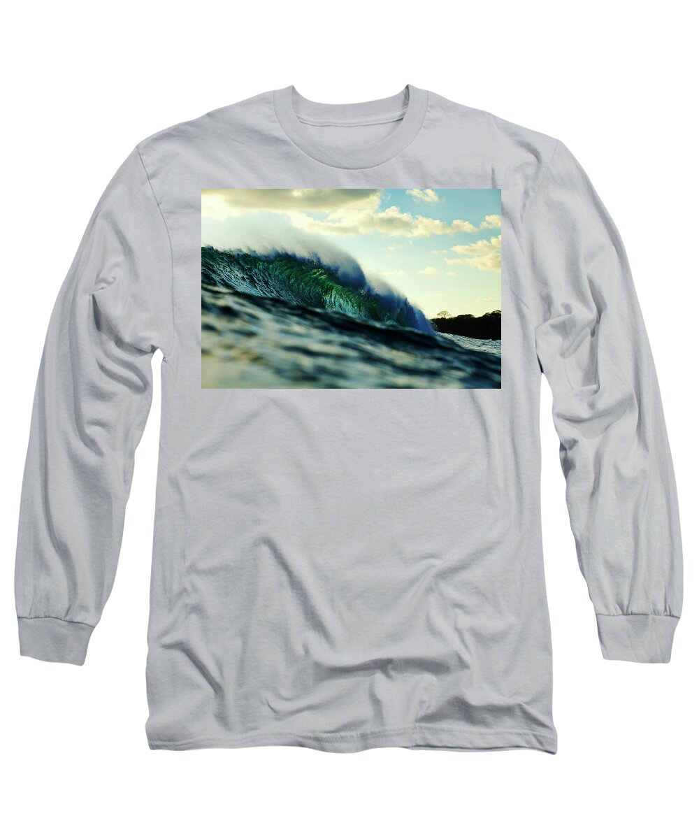 Surfing Long Sleeve T-Shirt featuring the photograph ola Verde by Nik West