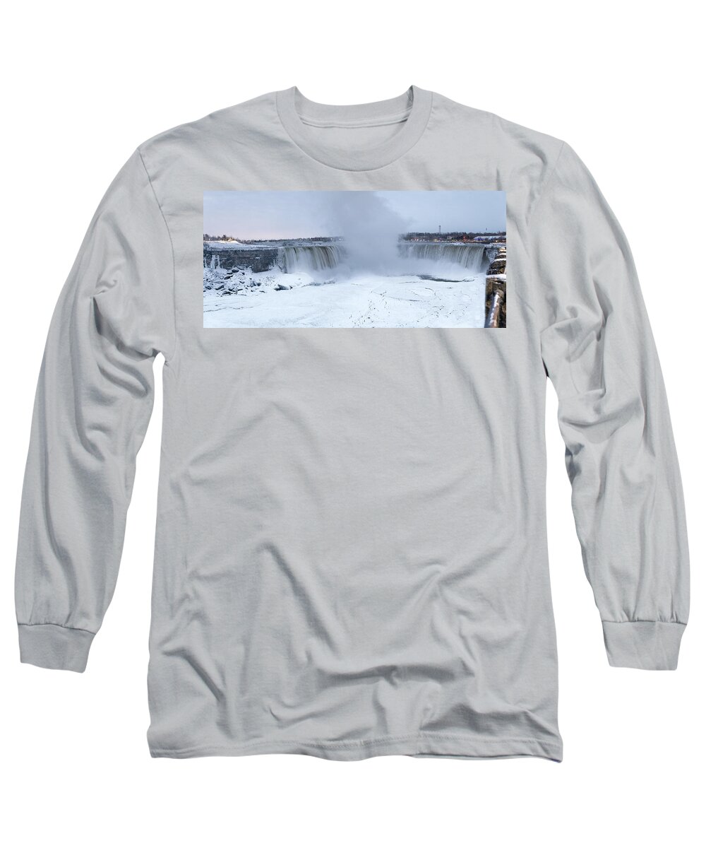 Canada Long Sleeve T-Shirt featuring the photograph Panoramic view Niagara Falls by Nick Mares