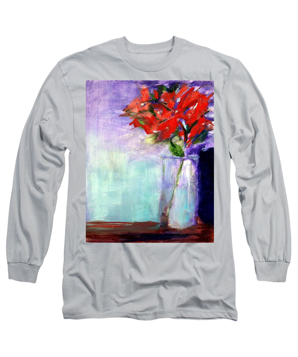 Still Life Long Sleeve T-Shirt featuring the painting Passion Flower by Donna Carrillo