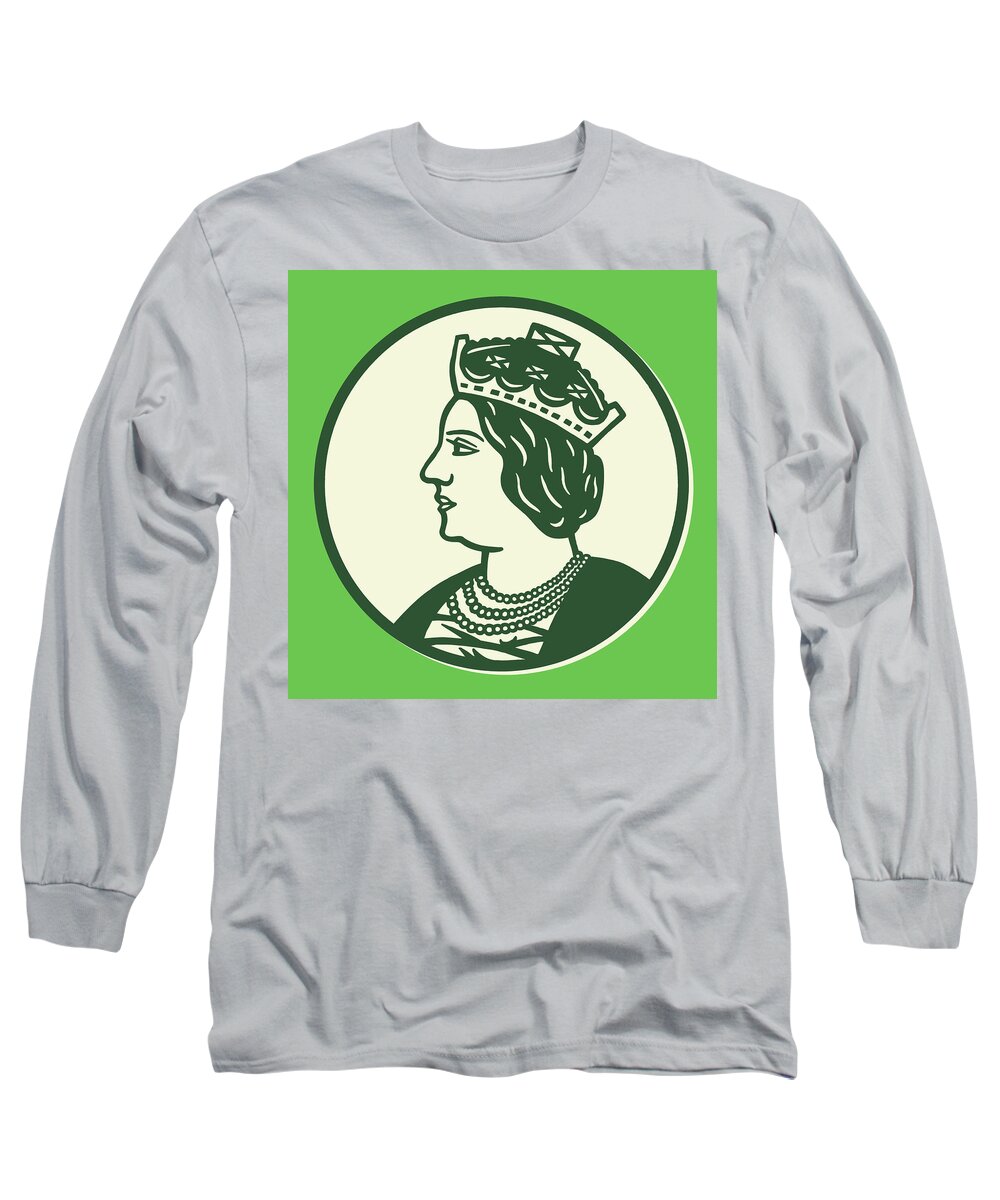 Accessories Long Sleeve T-Shirt featuring the drawing Profile of Queen by CSA Images