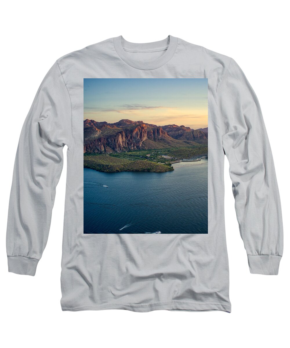 Sunsets Long Sleeve T-Shirt featuring the photograph Saguaro Lake Mountain Sunset by Anthony Giammarino