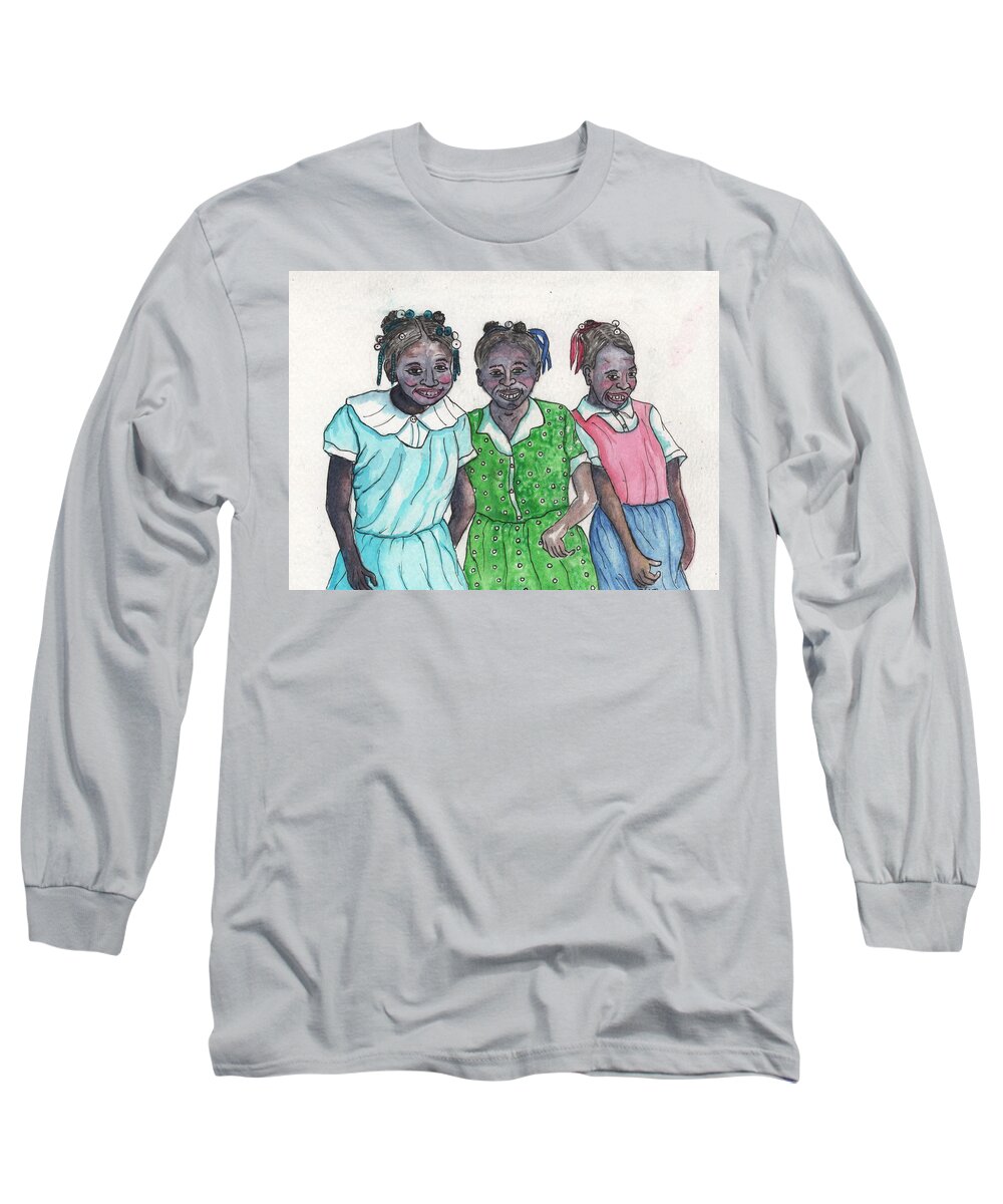 Shy Girls From South Alabama Long Sleeve T-Shirt featuring the painting Shy Girls From South Alabama by Philip And Robbie Bracco