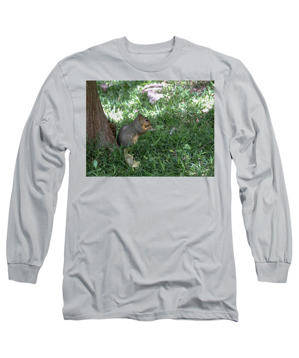 Squirrel Long Sleeve T-Shirt featuring the photograph Squirrel Dinning by C Winslow Shafer