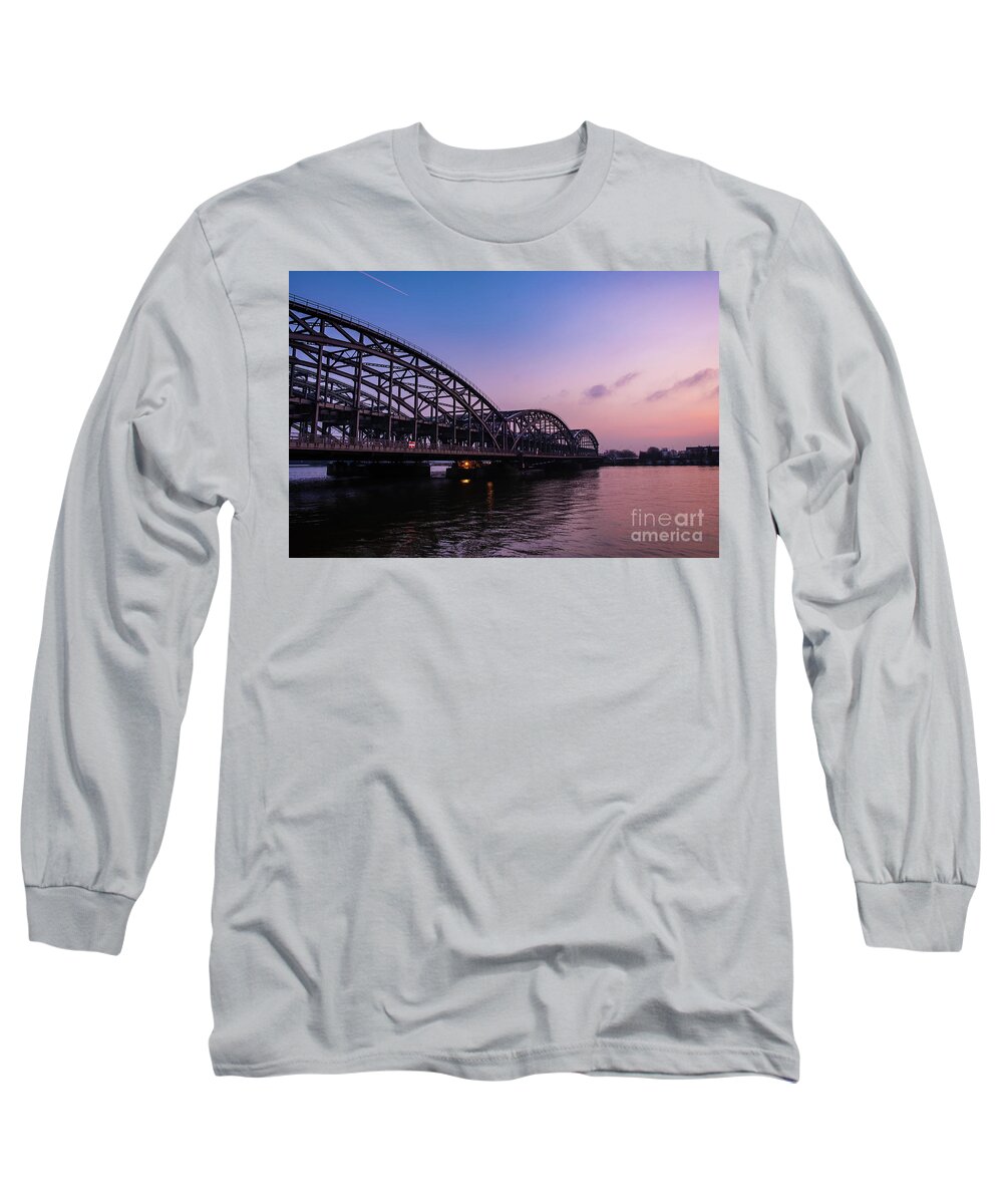 Sunset Over The Elbe By Marina Usmanskaya Long Sleeve T-Shirt featuring the photograph Sunset over the Elbe by Marina Usmanskaya