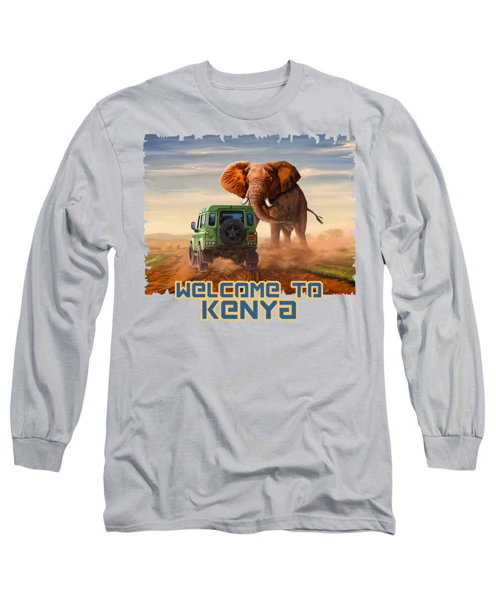 Animal Long Sleeve T-Shirt featuring the painting Larger than life - The Encounter by Anthony Mwangi