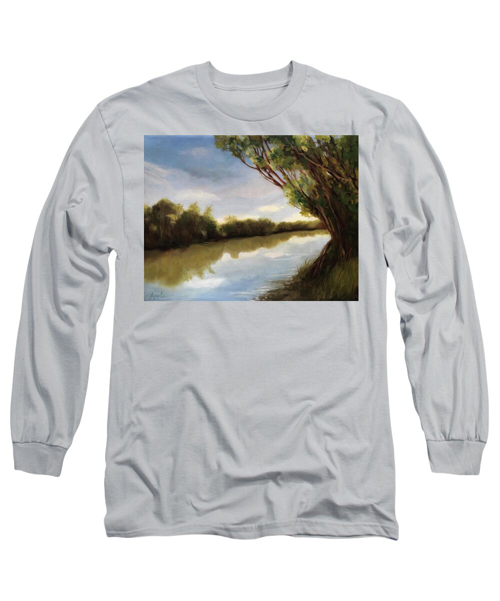 River Long Sleeve T-Shirt featuring the painting The River by Linda Apple