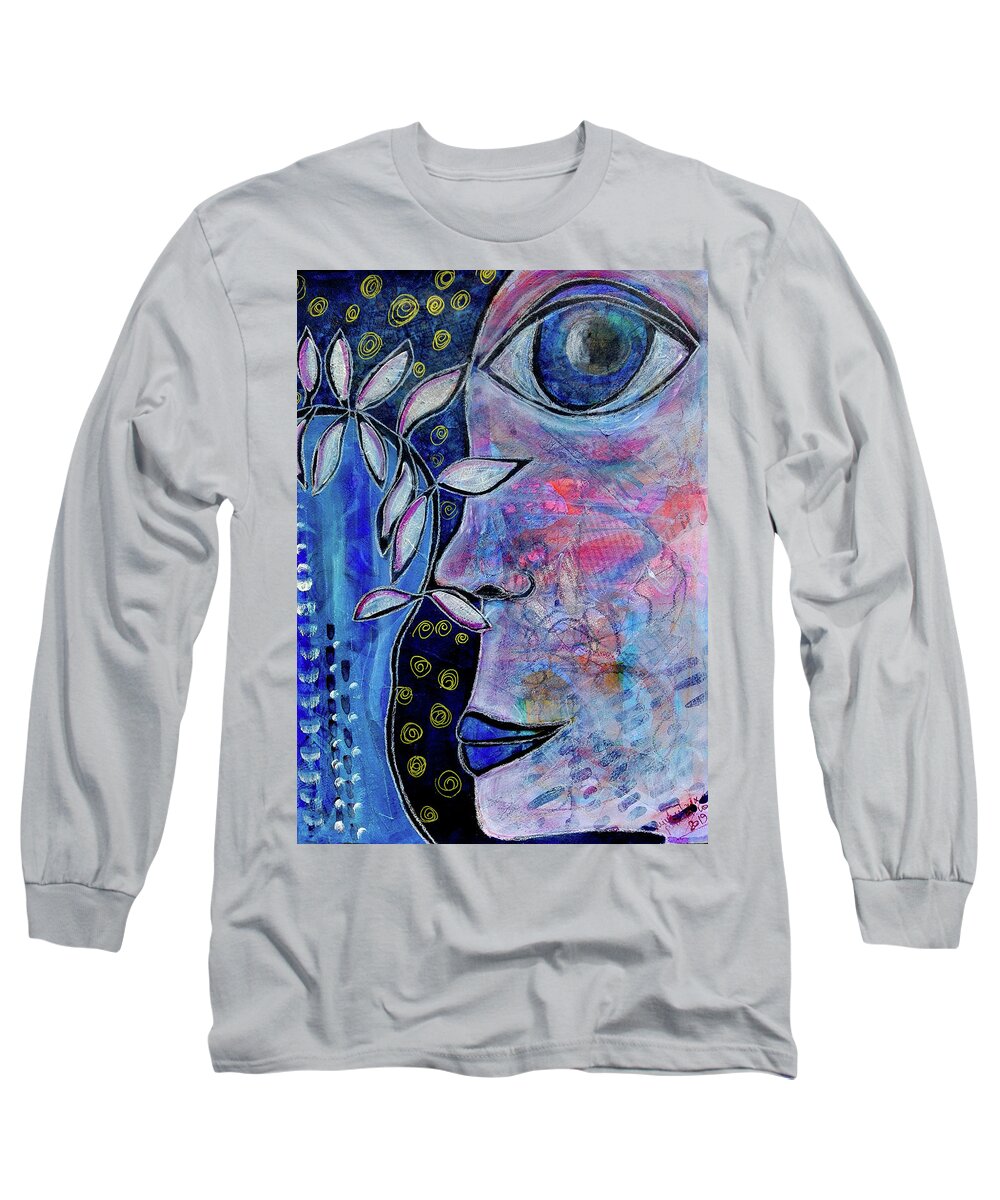 Seer Long Sleeve T-Shirt featuring the mixed media The Seer by Mimulux Patricia No