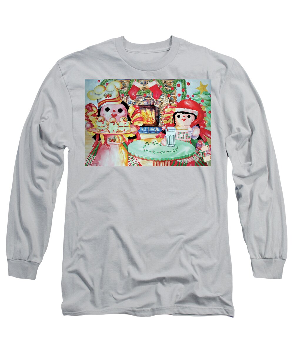 Christmas Long Sleeve T-Shirt featuring the painting Treats for Santa Clause by Kandyce Waltensperger