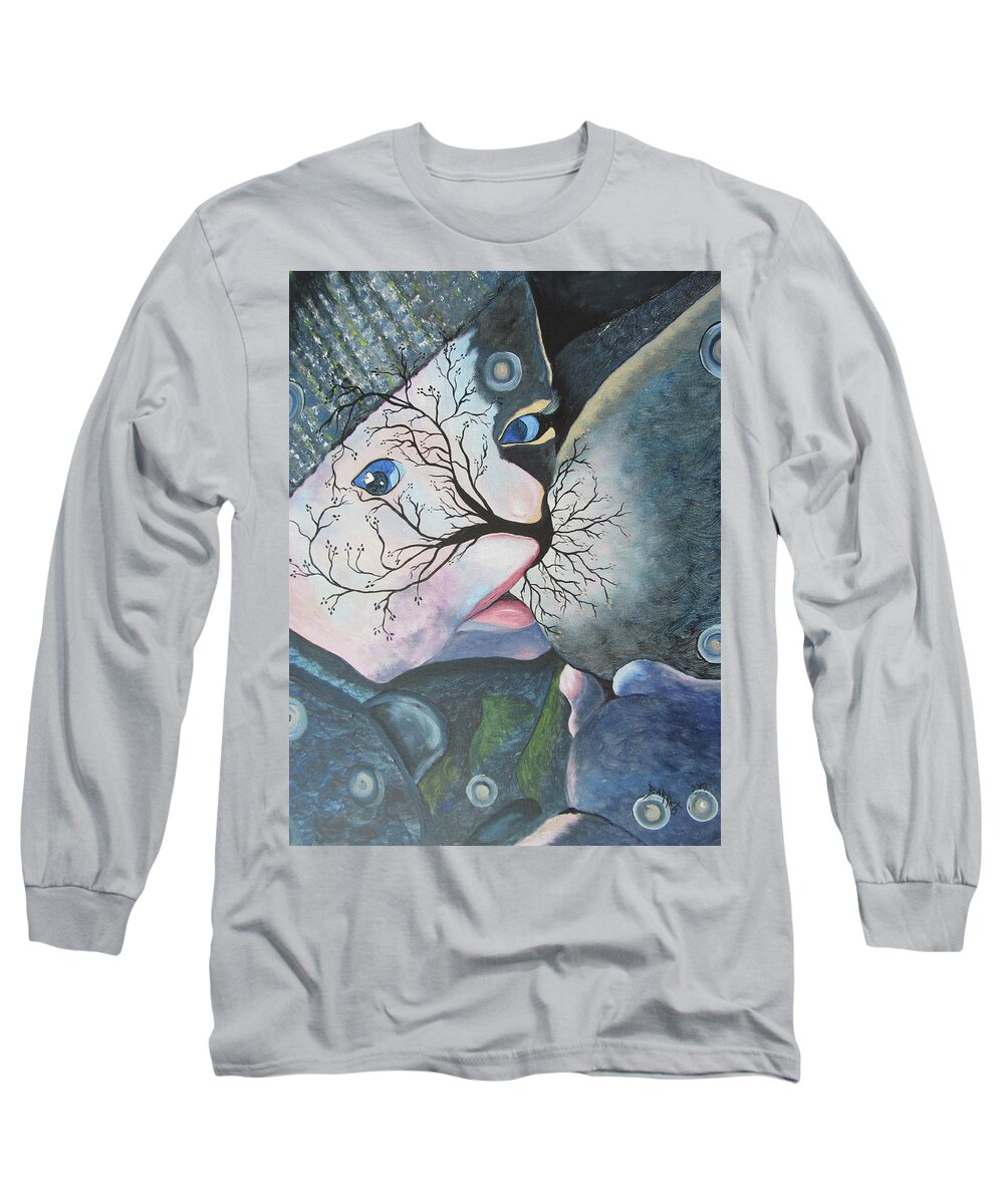 Abstract Long Sleeve T-Shirt featuring the painting Tree of Life by Gloria E Barreto-Rodriguez