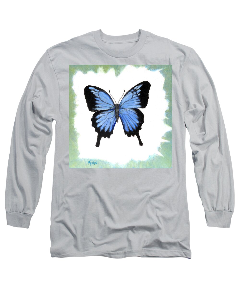 Ulysses Blue Long Sleeve T-Shirt featuring the painting Ulysses Blue by Mishel Vanderten