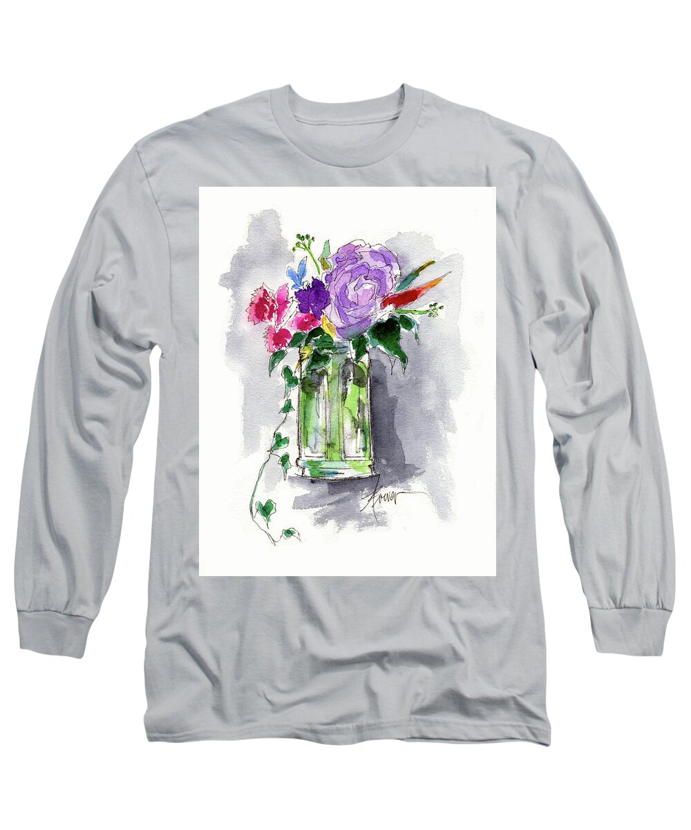 Flowers Long Sleeve T-Shirt featuring the painting Vintage Beauty by Adele Bower