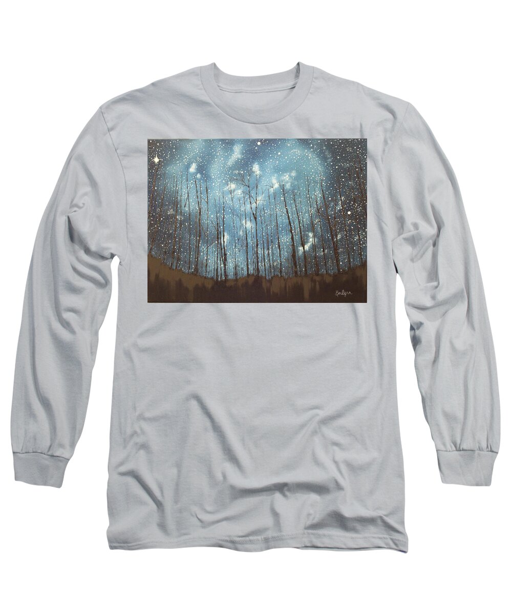Night Long Sleeve T-Shirt featuring the painting Wish by Berlynn