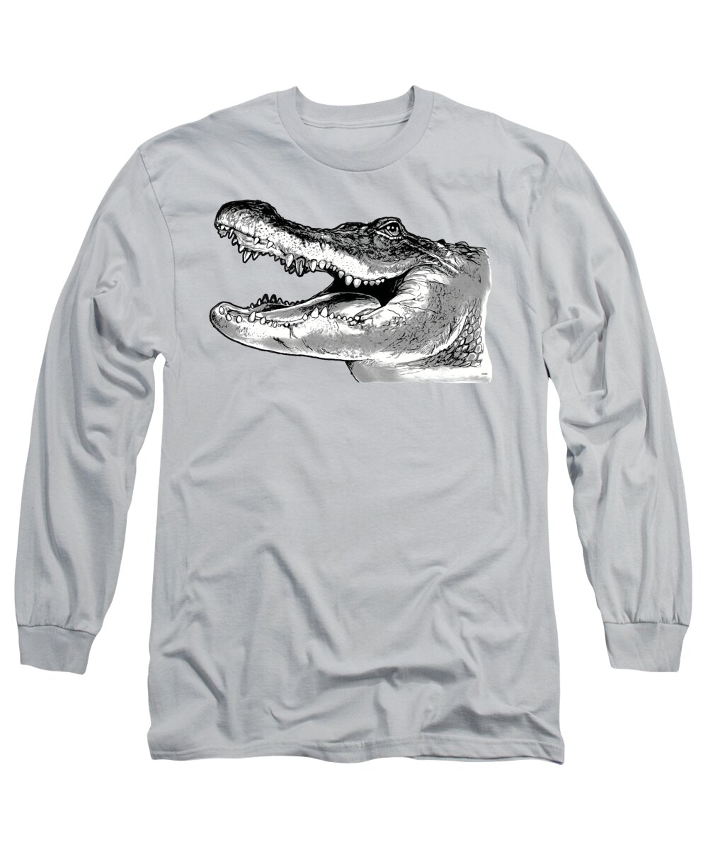 American Long Sleeve T-Shirt featuring the drawing American Alligator #1 by Greg Joens