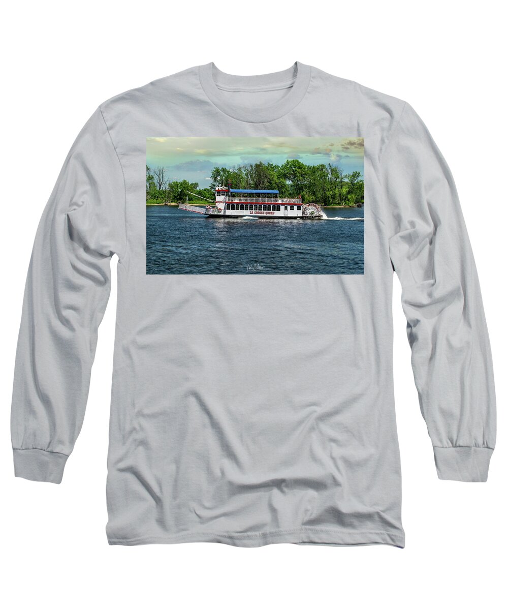 Paddle Boat Long Sleeve T-Shirt featuring the photograph La crosse queen #1 by Phil S Addis