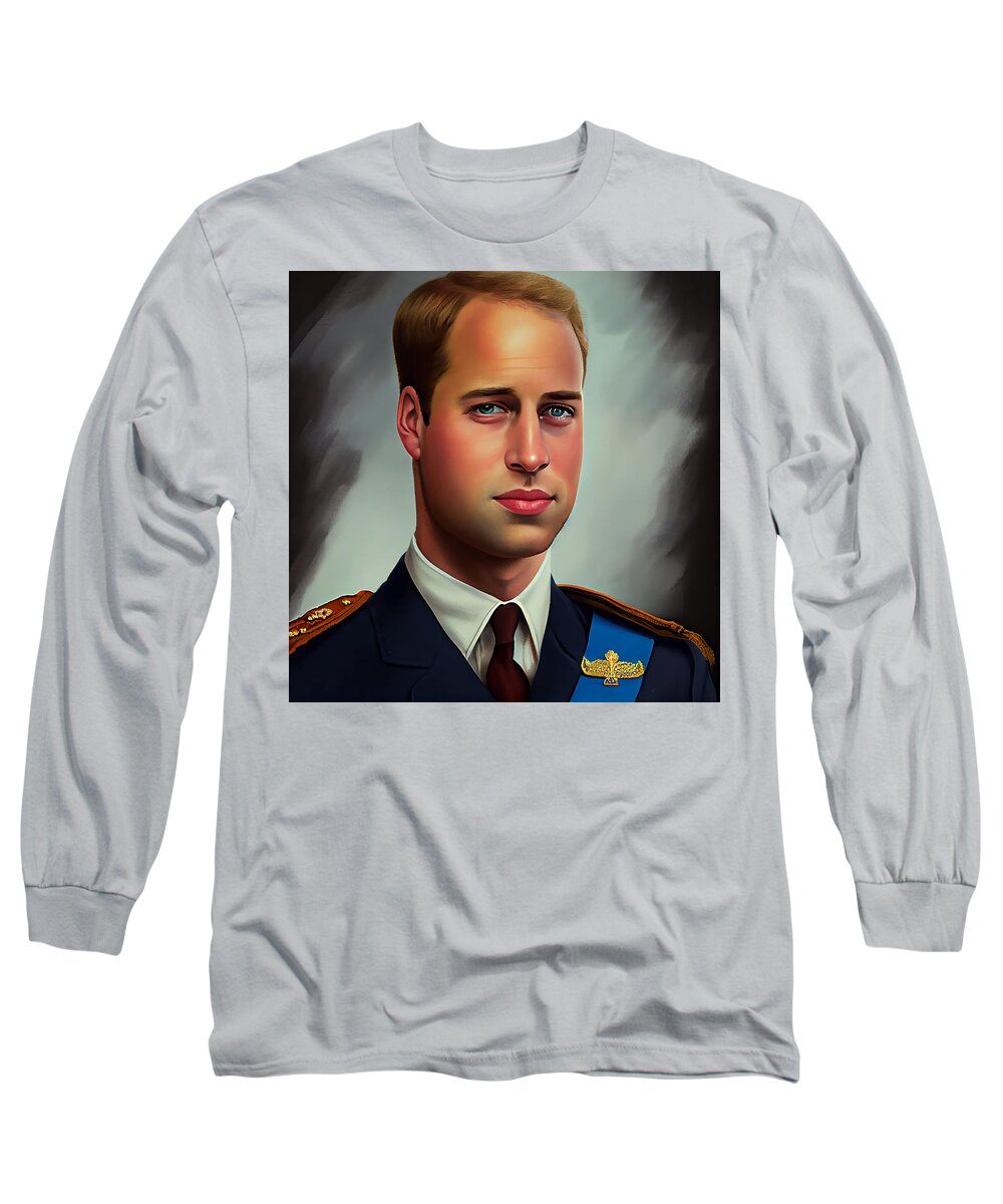 Prince William Long Sleeve T-Shirt featuring the mixed media Prince William #1 by Stephen Smith Galleries