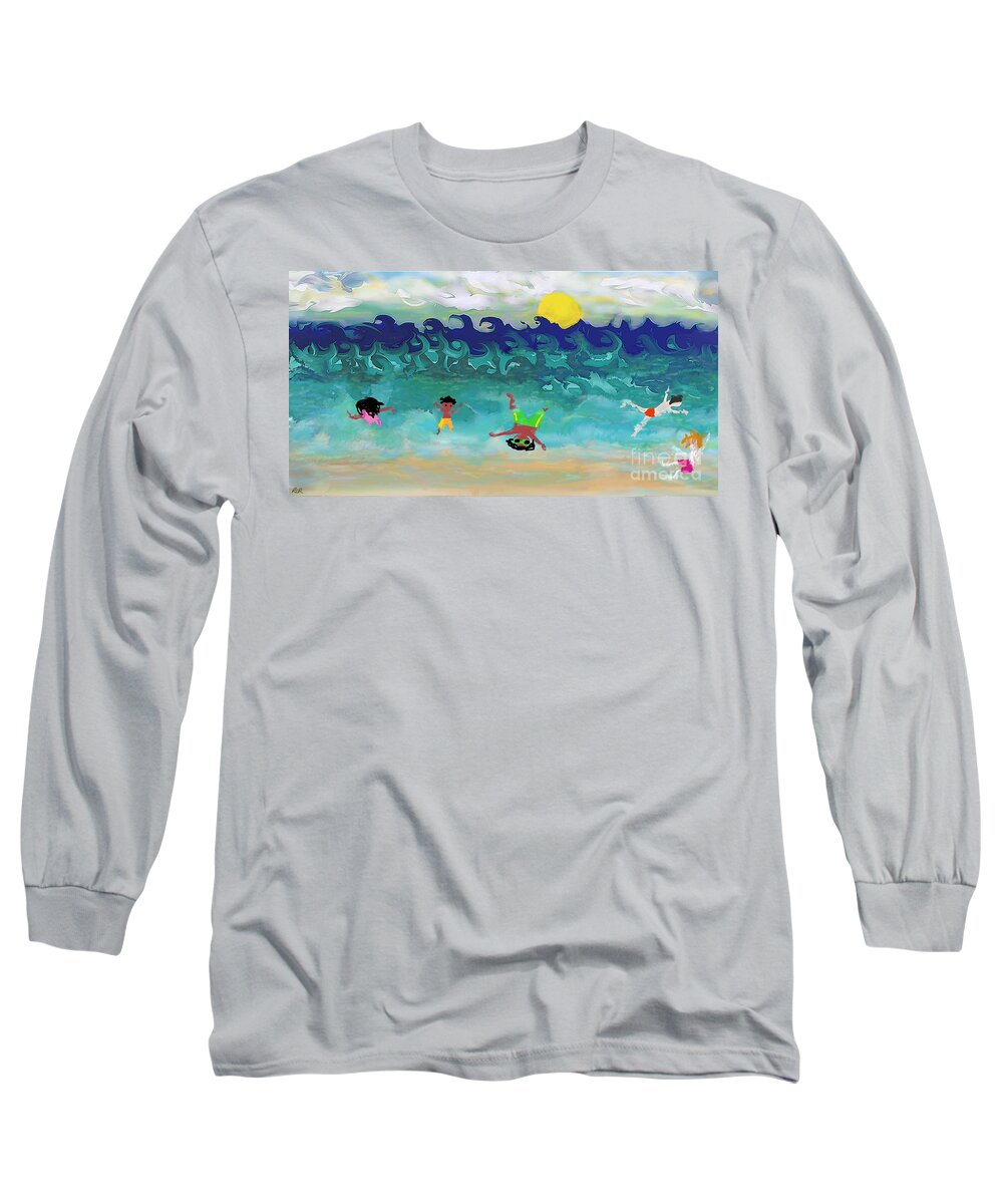 Playa Long Sleeve T-Shirt featuring the painting Dia De Playa #2 by Reina Resto