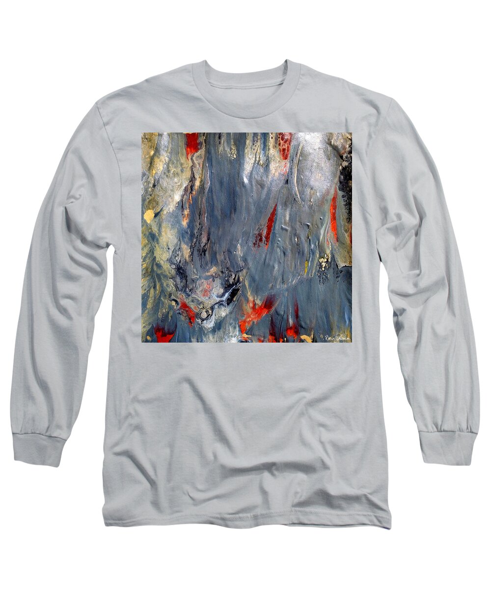 Long Sleeve T-Shirt featuring the painting A Fire Within by Rein Nomm